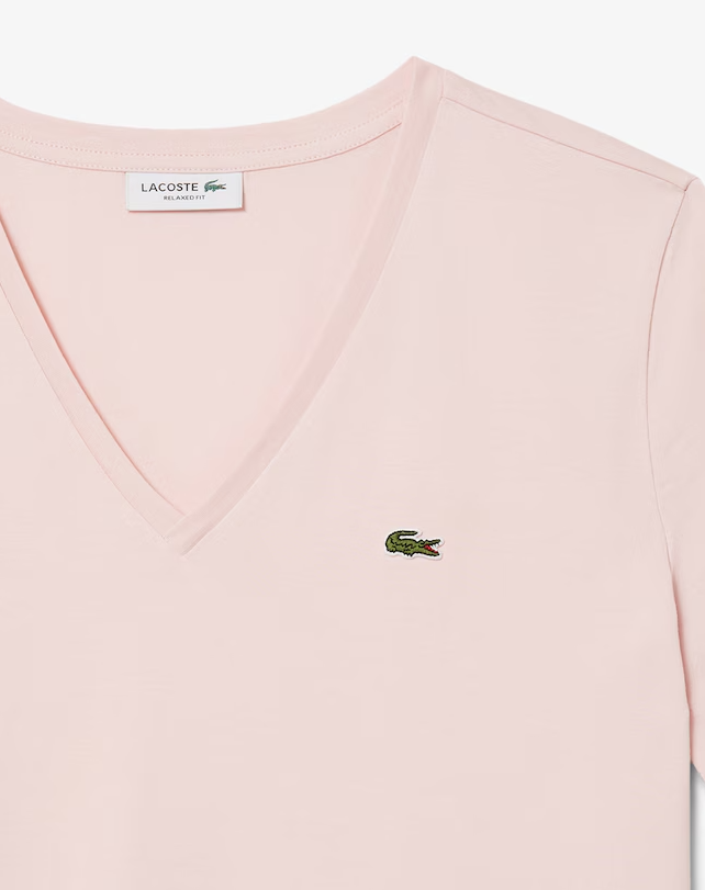 T-shirt Coton Col V Coupe Relaxée