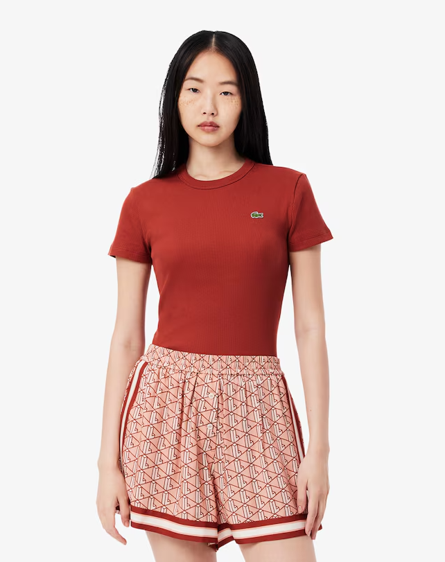 T-shirt Coton Côtelé Coupe Ajustée