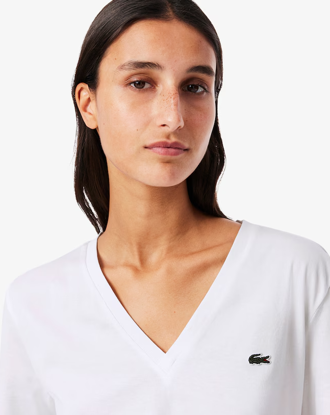 T-shirt Coton Col V Coupe Relaxée